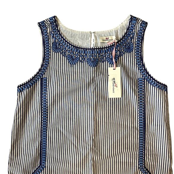 NWT Vineyard Vines Cisco Blue Blue and White Striped Embroidered Dress Size 4 - Picture 5 of 6